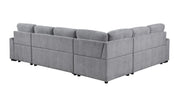 Nyhan - Upholstered Corner Sectional With Pull Out Loveseat And Storaged Chaise - Light Gray - R&R Furniture Gallery (Fountain Valley, CA)
