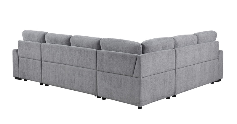 Nyhan - Upholstered Corner Sectional With Pull Out Loveseat And Storaged Chaise - Light Gray - R&R Furniture Gallery (Fountain Valley, CA)
