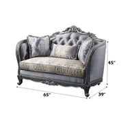 Ariadne - Loveseat With 3 Pillows - Fabric & Platinum - R&R Furniture Gallery (Fountain Valley, CA)