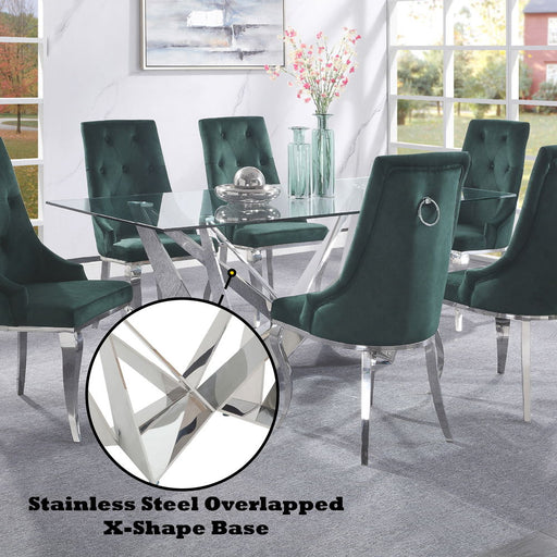 Dekel - Dining Table - Clear Glass Top & Stainless Steel - R&R Furniture Gallery (Fountain Valley, CA)