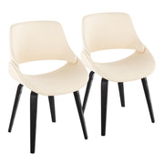 Lumi Source Fabrico mid-century modern dining chairs set of 2 with comfortable upholstered seats and sleek wooden legs.