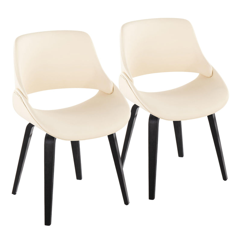 Lumi Source Fabrico mid-century modern dining chairs set of 2 with comfortable upholstered seats and sleek wooden legs.