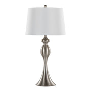 Lumi Source Ashland contemporary table lamp set with nickel finish and white shades, modern design for living room or bedroom decor.