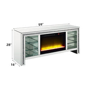 Noralie - 28" TV Stand With Fireplace & LED - Mirrored & Faux Diamonds - R&R Furniture Gallery (Fountain Valley, CA)