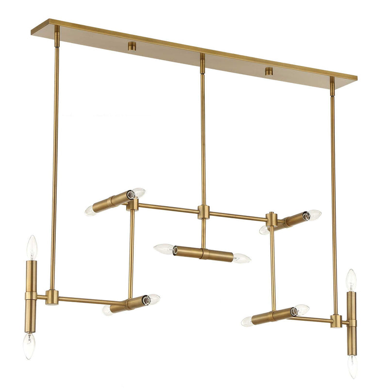Uttermost 14 Light Modern Linear Pendant in gold, showcasing sleek linear pendant lighting with multiple hanging lights.