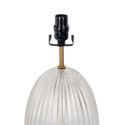 Aurora - Ribbed Lamp Base Clear Table Lamp Large Linen Shade - Beige / Clear / Gold - R&R Furniture Gallery (Fountain Valley, CA)