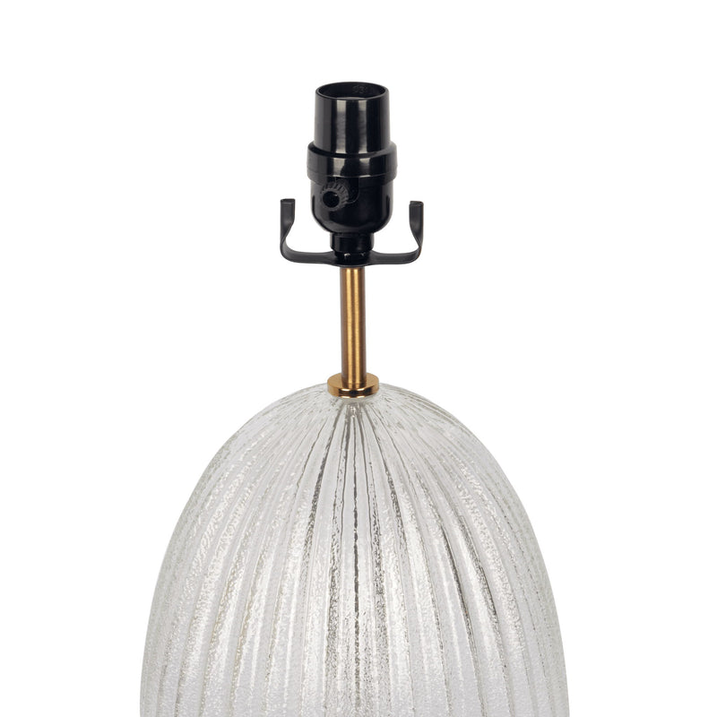 Aurora - Ribbed Lamp Base Clear Table Lamp Large Linen Shade - Beige / Clear / Gold - R&R Furniture Gallery (Fountain Valley, CA)