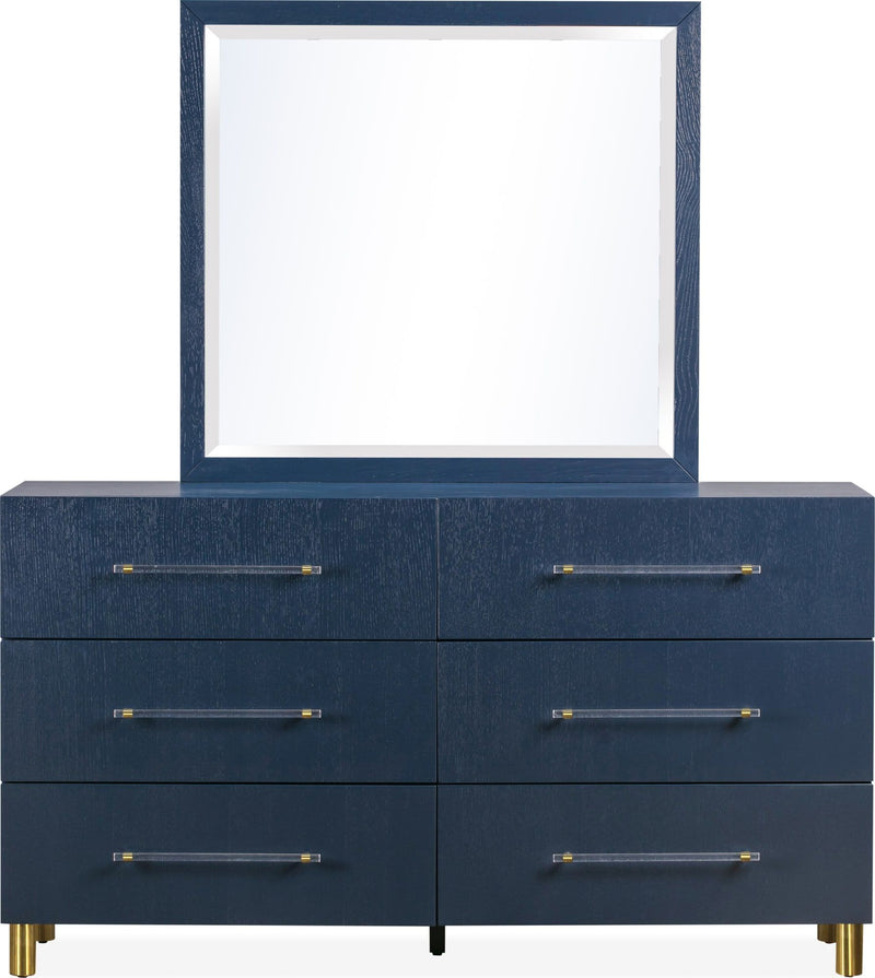 Argento Beveled Glass Wall or Dresser Mirror in Navy Blue