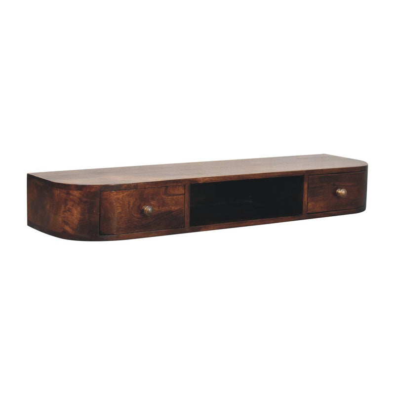 Lunar - Floating Console With 2 Drawer - Chestnut - R&R Furniture Gallery (Fountain Valley, CA)