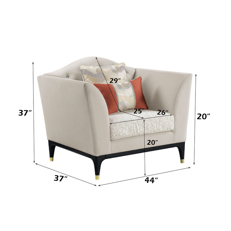 Tayden - Chair With 2 Pillows - Beige Velvet