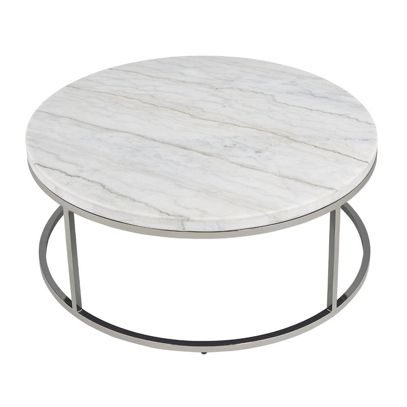Zaidee - Coffee Table With Marble - Marble Top & Nickel - R&R Furniture Gallery (Fountain Valley, CA)