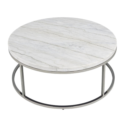 Zaidee - Coffee Table With Marble - Marble Top & Nickel - R&R Furniture Gallery (Fountain Valley, CA)