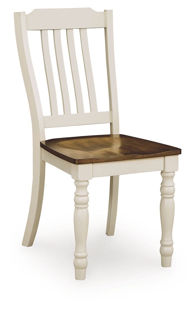 Wirloni - Dining Room Side Chair (Set of 2) - Antique White / Brown - R&R Furniture Gallery (Fountain Valley, CA)