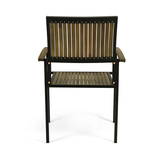 Vermilion - Outdoor Dining Chair With Vertical Slat And Wooden Arm - R&R Furniture Gallery (Fountain Valley, CA)