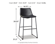 Set of two Signature Design by Ashley® Centiar upholstered barstools with cushioned seats and wooden legs for comfortable seating.