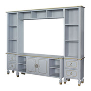 House Marchese - Entertainment Center - Gold Trim & Pearl Gray - R&R Furniture Gallery (Fountain Valley, CA)
