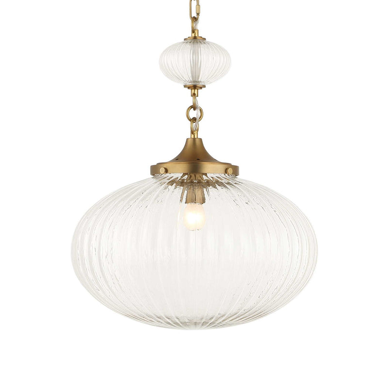 Uttermost Bellaire 1-light pendant with glass shade in gold, showcasing elegant pendant lighting design.