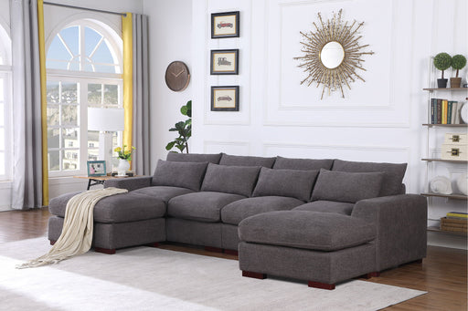 Tatman - Linen Blend Sectional With 2 Ottomans - Dark Gray - R&R Furniture Gallery (Fountain Valley, CA)