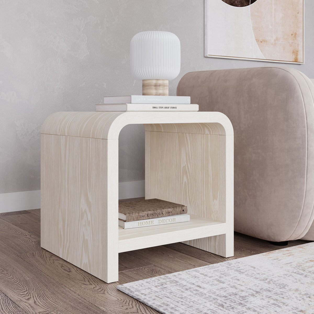 Drake Ash Wood Side Table in Sugar