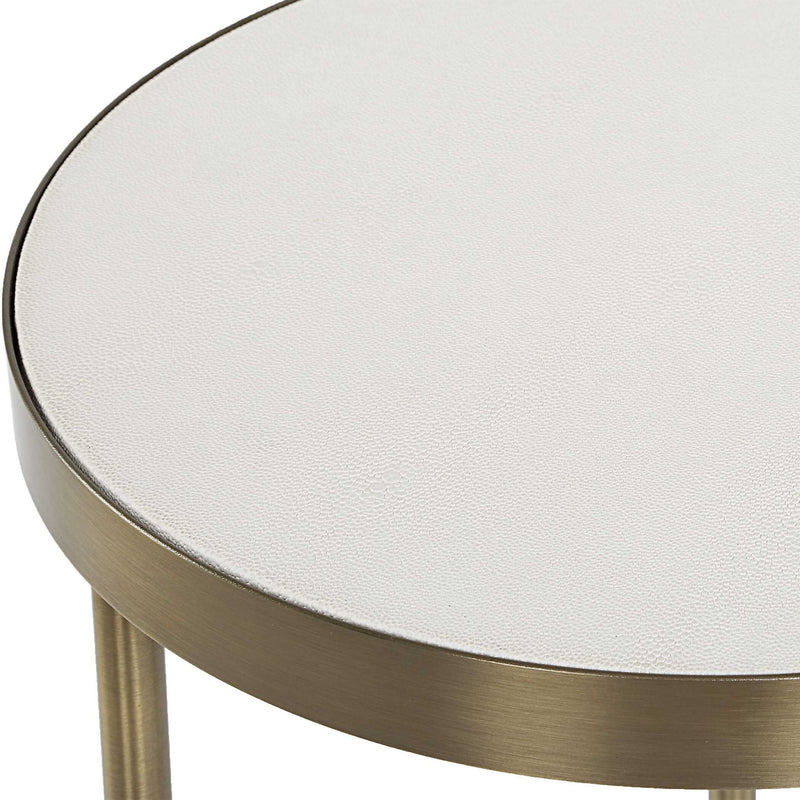 Uttermost Aragon nesting accent tables set of 2 with sleek wood tops and metal frames, perfect for modern living spaces.