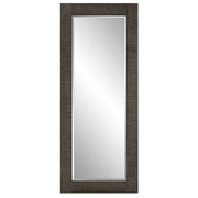 Gray Figaro oversized accent mirror by Uttermost with a bold, modern frame, hanging on a wall for stylish home decor.