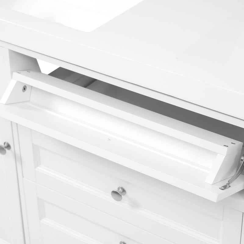 Bathroom Vanity Cabinet Only, 3 Drawers & 2 Doors, Adjustable Shelf, Soft Close Hinges - White