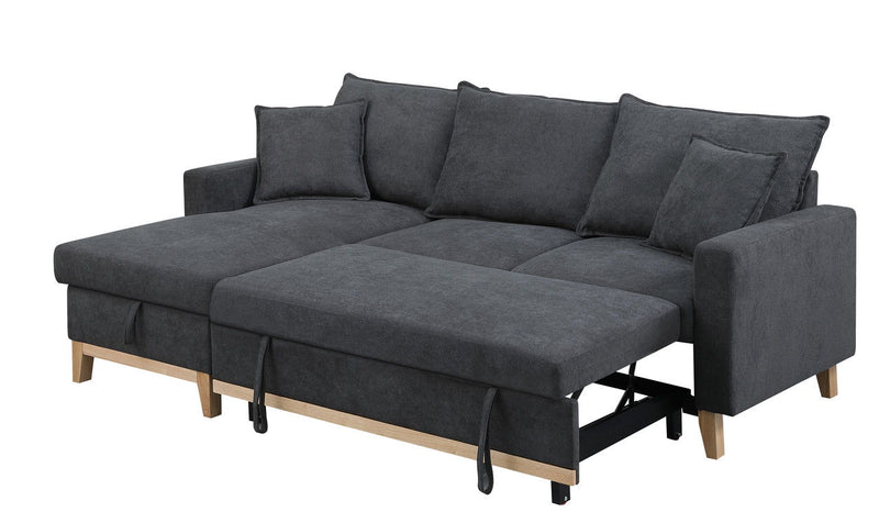 Colton - Reversible Sleeper Sectional Sofa With Storage Chaise - Dark Gray - R&R Furniture Gallery (Fountain Valley, CA)