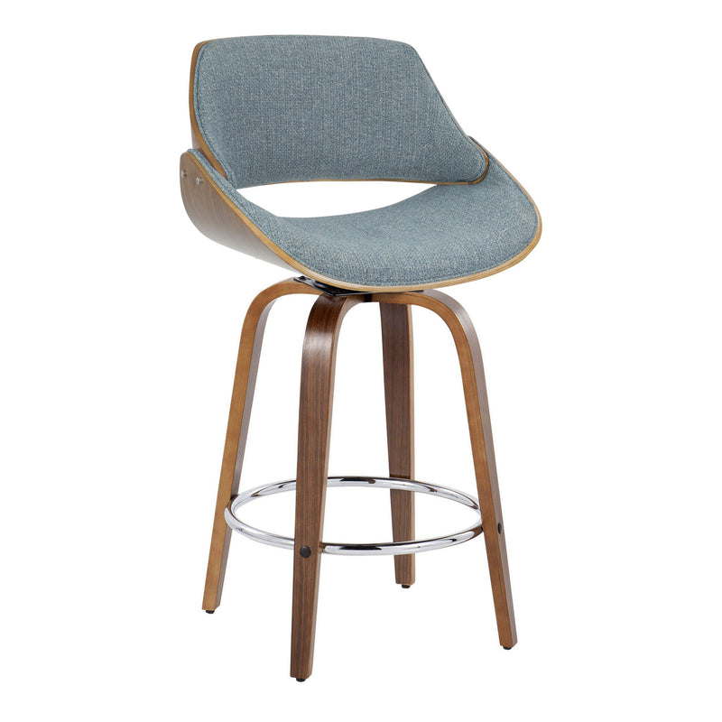 Lumi Source Fabrizzi mid-century modern fixed height counter stools with swivel and round footrest, set of 2, in stylish design