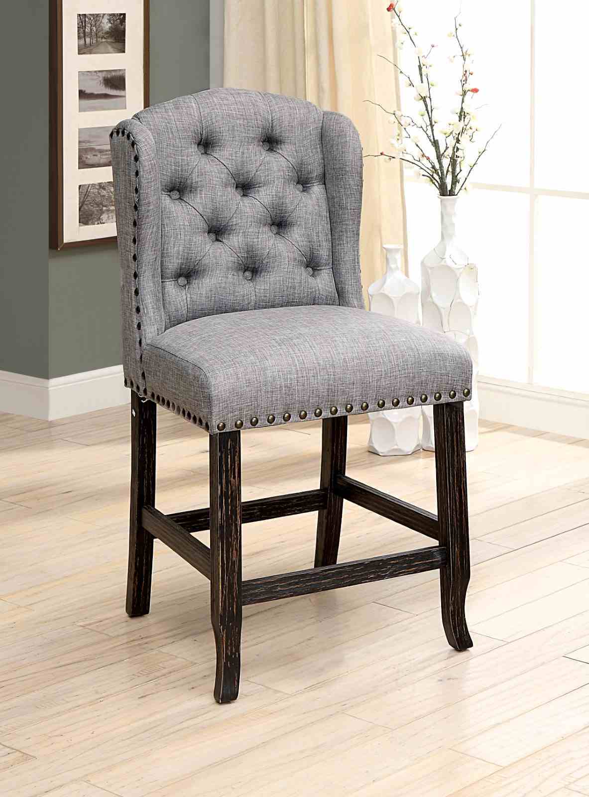 Sania - Counter Ht. Wingback Chair, L.Gray (2/CTN)