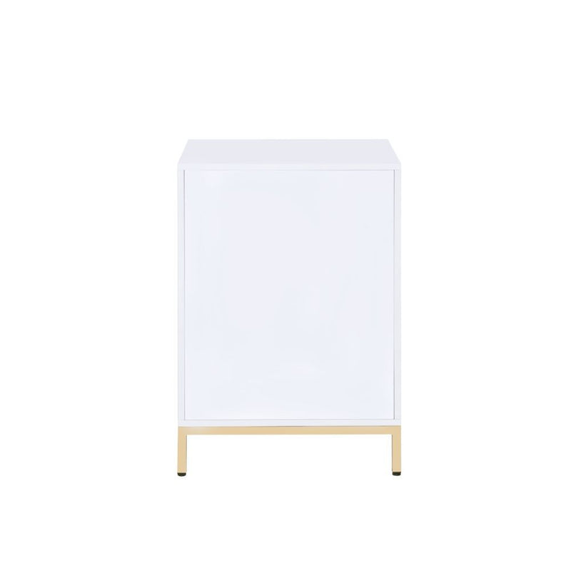 Ottey - Cabinet - White High Gloss & Gold - R&R Furniture Gallery (Fountain Valley, CA)
