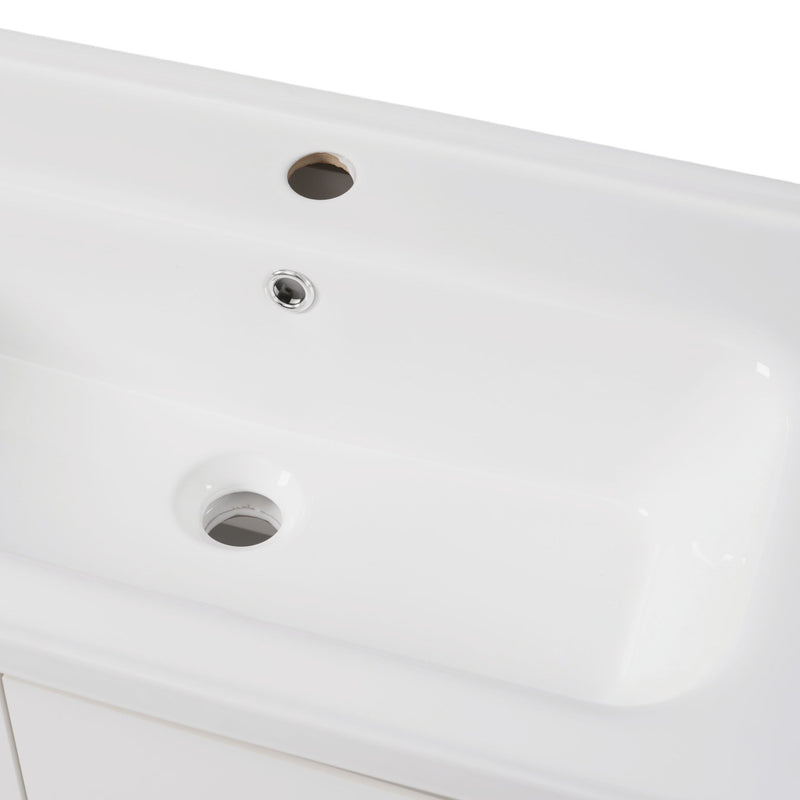 Wall Mounted Bathroom Vanity With Sink, 2 Open Shelves - White