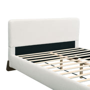 Elegant Boucle Upholstered Bed With Solid Wood Legs - R&R Furniture Gallery (Fountain Valley, CA)