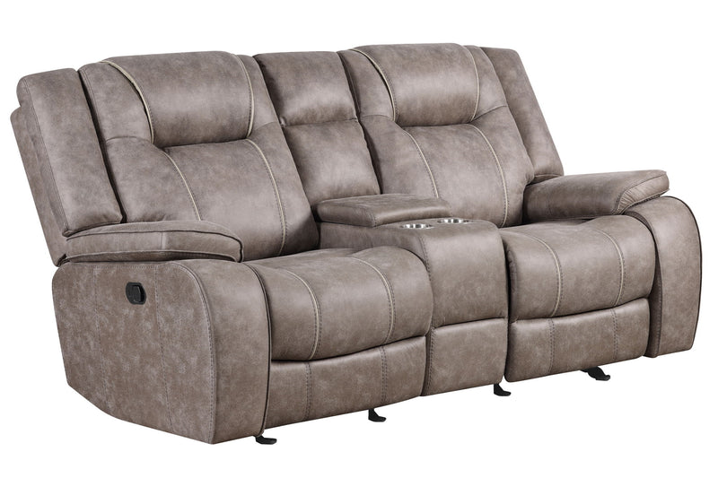 Blake - Reclining Console Loveseat - Desert Taupe - R&R Furniture Gallery (Fountain Valley, CA)