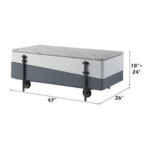 Wilkins - Coffee Table With Lift Top - Gray & White High Gloss - R&R Furniture Gallery (Fountain Valley, CA)