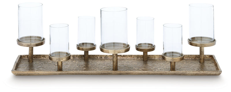 Wallmond - Candle Holder - Antique Brass Finish - R&R Furniture Gallery (Fountain Valley, CA)