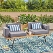 Outdoor Sofa With Cushions And Iron Legs - Dark Gray - R&R Furniture Gallery (Fountain Valley, CA)