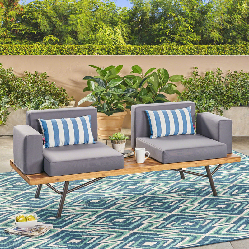 Outdoor Sofa With Cushions And Iron Legs - Dark Gray - R&R Furniture Gallery (Fountain Valley, CA)