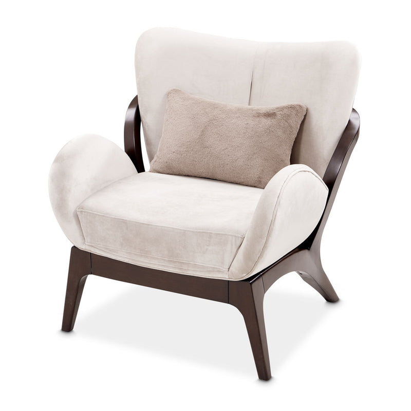 Camellia Field - Velvet Accent Chair - Beige / Dark Brown - R&R Furniture Gallery (Fountain Valley, CA)