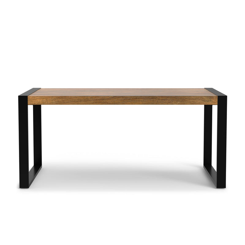 Simpli-Home Mckenzie crafted wooden dining table with a smooth rectangular surface and sturdy legs for family meals.