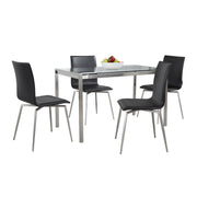 Lumi Source Fuji Mason 5-piece upholstered swivel dining set with glass tabletop and modern design for contemporary dining rooms.