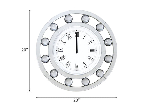 Boffa - Geometric Pattern Trim Round Wall Clock - Mirrored - R&R Furniture Gallery (Fountain Valley, CA)