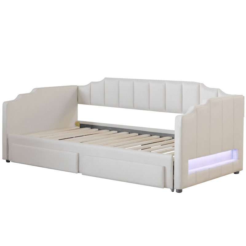 Extendable Daybed With LED Light And 2 Storage Drawers - R&R Furniture Gallery (Fountain Valley, CA)