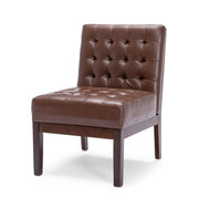 Dark brown Noble House armless accent chair with tufted waffle stitch upholstery and sleek contemporary design.