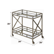 Kristensen - Serving Cart - Mirrored & Antique Gold - R&R Furniture Gallery (Fountain Valley, CA)