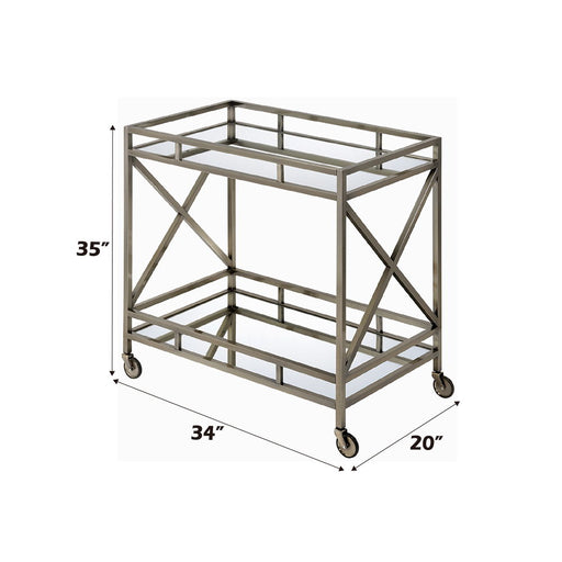 Kristensen - Serving Cart - Mirrored & Antique Gold - R&R Furniture Gallery (Fountain Valley, CA)