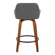 Lumi Source Daniella contemporary counter stool set with swivel, fixed height, round footrest, featuring sleek modern design.
