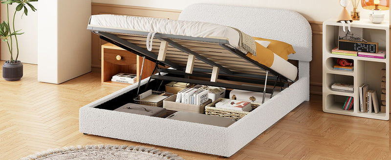 Upholstered Platform Bed With Hydraulic Storage System - R&R Furniture Gallery (Fountain Valley, CA)