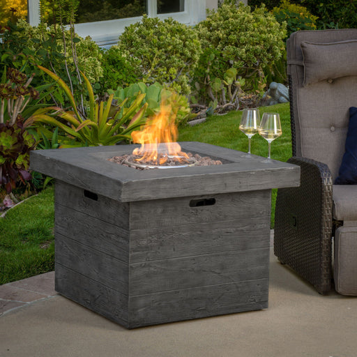 Anchorage - Wood Square Fire Pit 40, 000 Btu - Gray - R&R Furniture Gallery (Fountain Valley, CA)