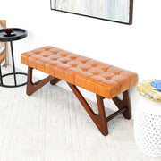 Mia - Bench With Buttons - Brown / Rustic - R&R Furniture Gallery (Fountain Valley, CA)