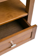 Handcrafted Warm Shaker coffee table by Simpli-Home with a wood finish and sturdy legs, ideal for living room decor.